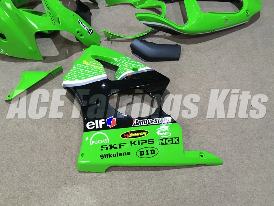 ABS Полный Обтекатель подходит для Kawasaki ZX6R 2000 2001 2002 мотоцикл Обтекатели ZX-6R 00 01 02 ниндзя 636 Кузов Набор зеленый белый