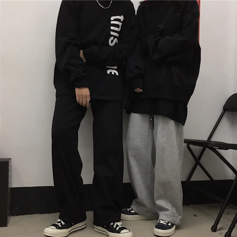 

Straight Casual Pants Men's Fashion Solid Color Drawstring Joggers Pants Men Streetwear Wild Loose Hip Hop Trousers Mens