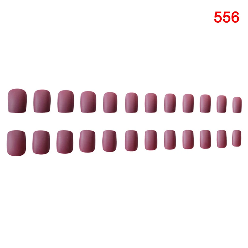 24 шт Съемные носимые матовые накладные ногти полное покрытие короткий стиль конфеты цвет поддельные ногти- MS - Цвет: 556