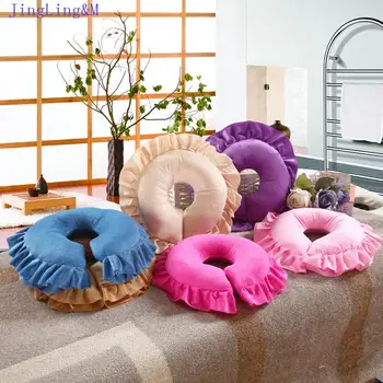 

U-Shaped Pillow, Korean Polyester Fiber Lace Neck Pillow, Removable and Washable Round Pillow, Suitable for Beauty Salons