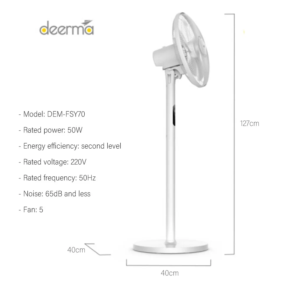 Напольный вентилятор Deerma, вентилятор постоянного тока с преобразованием частоты, контроль с помощью приложения, 3 скорости ветра, напольный вентилятор, кондиционер, натуральный ветер