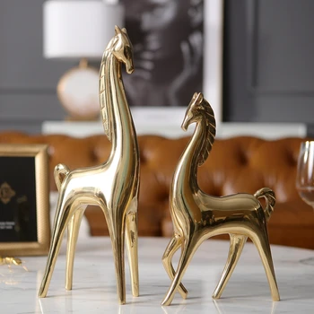 

Modern Abstract Copper War Horse Sculptures Animal Statues For Decor Living Room Bedroom Home Iron Desktop Decor Accessories