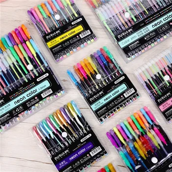24 36 48 color Gel Pen Set Refills Metallic Pastel Neon Glitter Sketch Drawing Color Pen