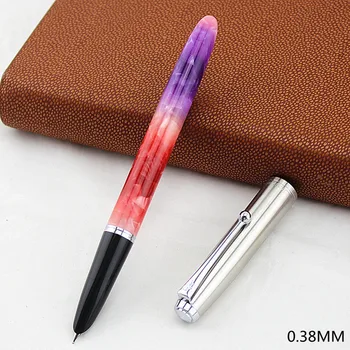 

Jinhao Acrylic Extra Fine Fountain Pen Stainless Steel Cap Smooth Writing Ink Pen for Office School - Gradient Red