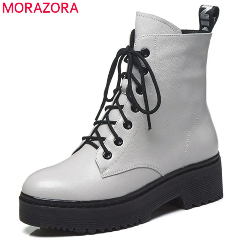 MORAZORA/2020 г. Новое поступление женские ботильоны осенне зимние полусапожки из