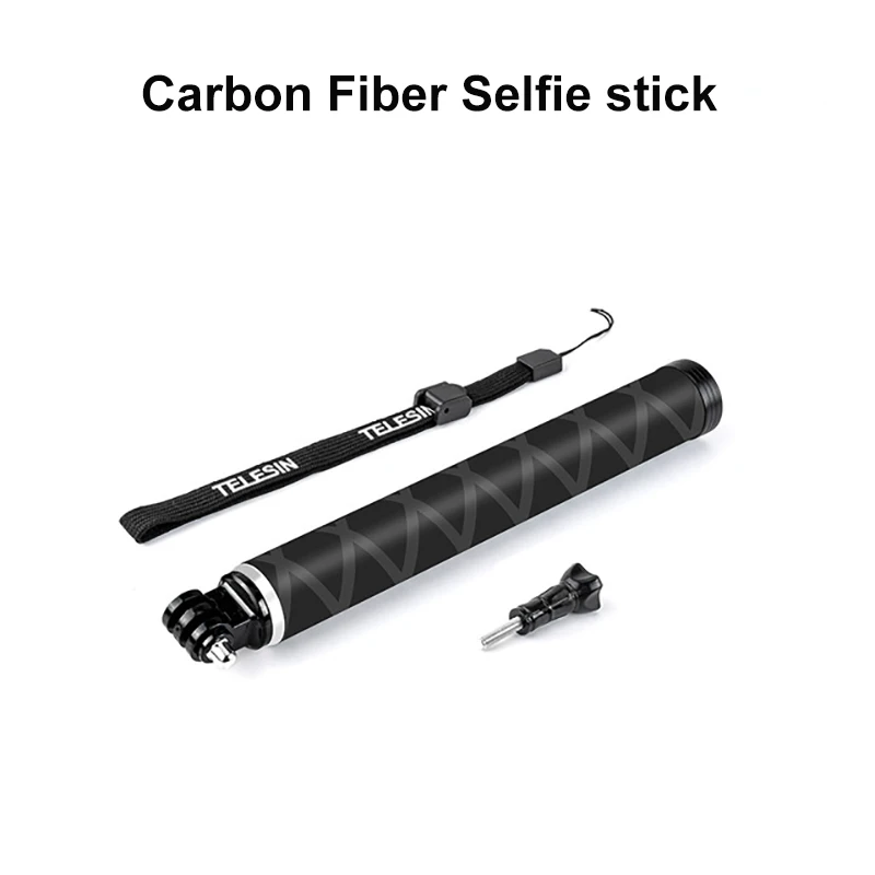 Carbon Stick Телескопическая селфи-палка из углеродного волокна со штативом и алюминиевым сплавом для Go Pro Hero 8 7 6 5 Osmo Экшн-камера - Цвет: Carbon Stick