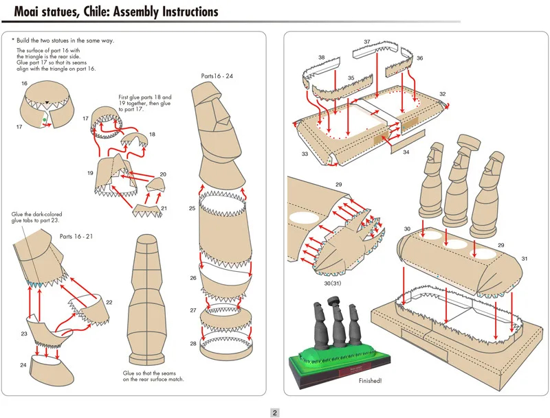 Chile Moai Stone Statue on Easter Island Architectural Model 3D Paper Model Children's Educational 