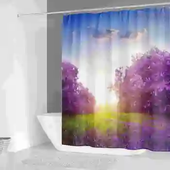 

Flower Purple Lavender Shower Curtains Floral Girl Waterproof Polyester Bathroom Curtain Fabric for Bathtub Decor