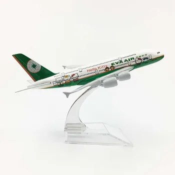 

16CM 1/400 Scale EVA Air Green Airbus A380 Aircraft Model Simulation Passenger Airplane Model Alloy Static Decoration