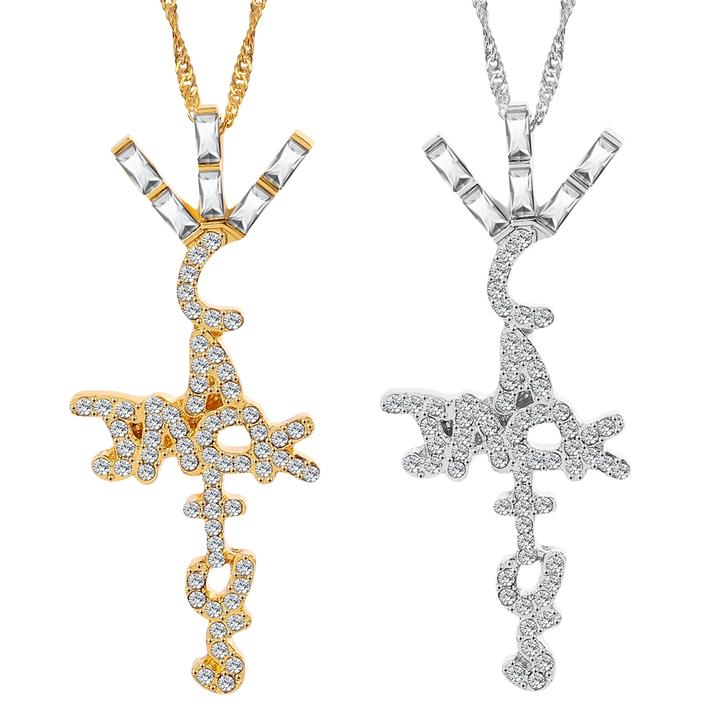 D&z Cactus Jack Pendant &necklace Iced Cubic Zircon Plated Gold Silver  Color Hip Hop Jewelry For Men Women - Necklace - AliExpress