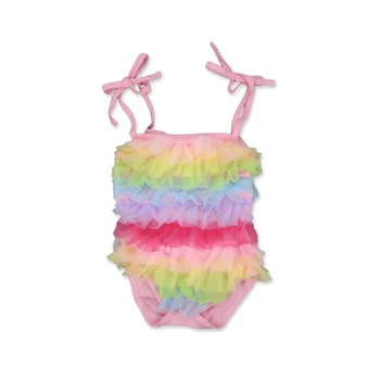 

0-18 Months Newborn Baby Girl Rainbow Romper Cotton Suspenders Gauze summer romper baby Sleeveless Toddler Clothes