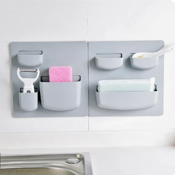 

Home Wall Mounted Rack Organizer Cosmetic Sundries Holder Kitchen Bathroom Paste Wall Shelf bathroom Wall Storage Rack