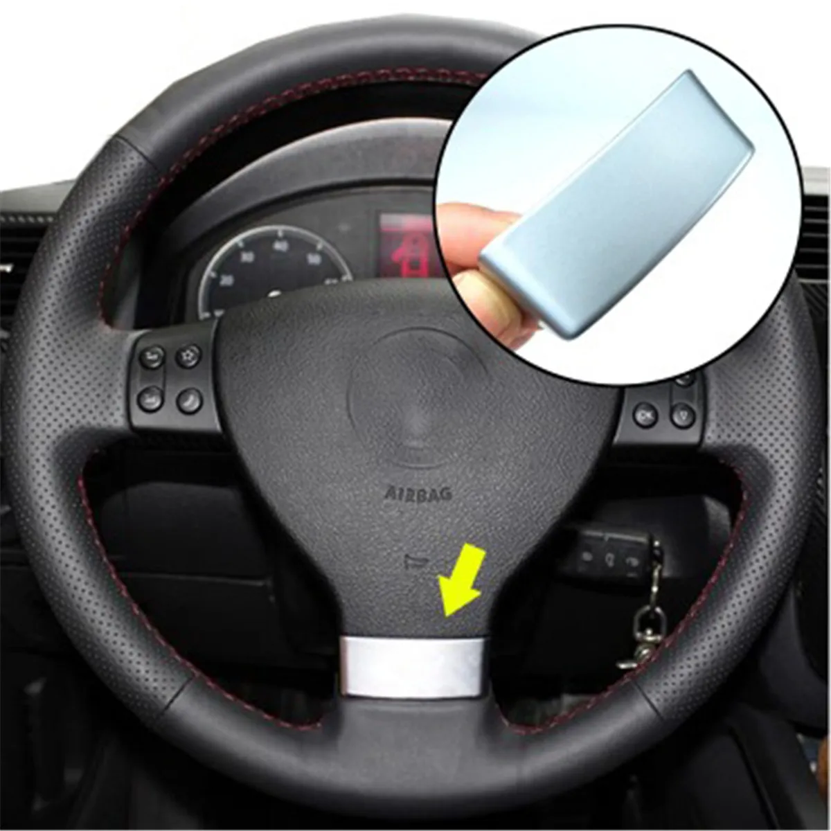 For VW Golf Jetta MK5 GTI Passat B6 Touran Eos Cover Chrome Emblem Sticker Interior Moulding Car Steering Wheel Insert Trim photo