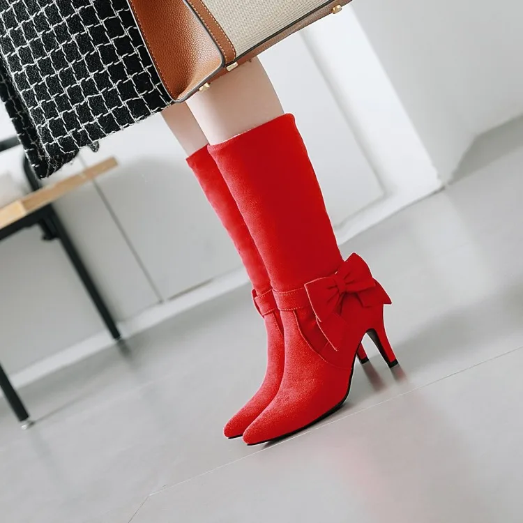

Big Size 9 10 11-15 boots women shoes ankle boots for women ladies boots shoes woman winter Solid color bow