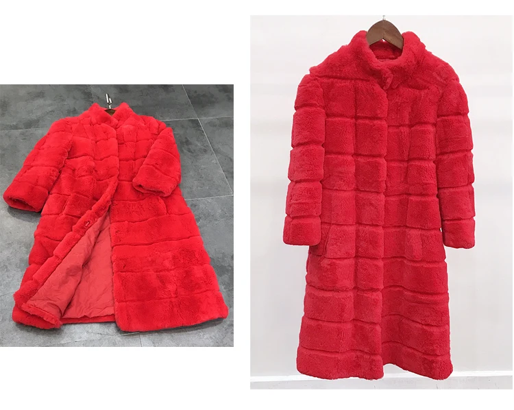 New Haining fur coat women's medium long Rex Rabbit Fur coat slim in winter real fur fur coat JN923