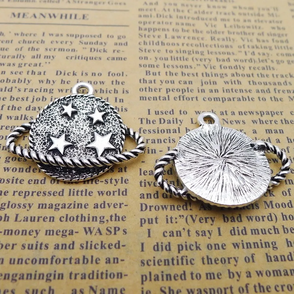 50pcs Star Satellite Charms 27mm x 33mm DIY Jewelry Making Pendant antique silver color | Украшения и аксессуары