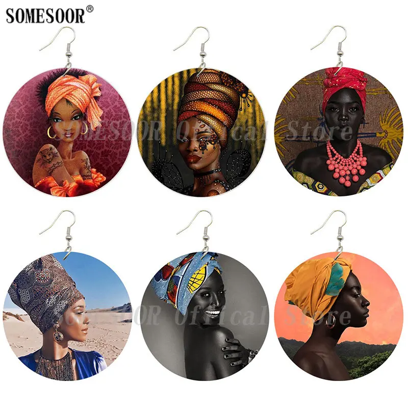 Африканские женские головные уборы SOMESOOR дизайн деревянные круглые висячие