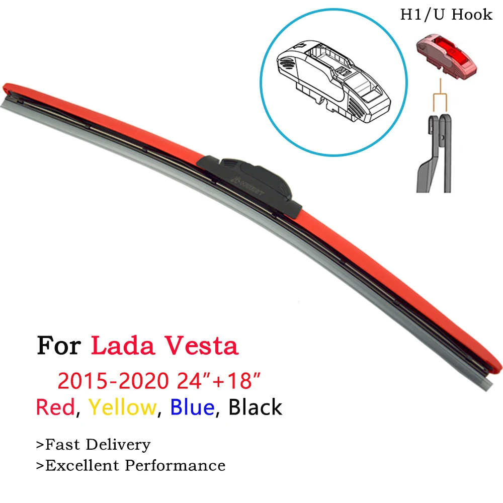 

Yellow Frameless Hybrid Car Wipers For Lada Vesta SW Cross Accessories 2015-2020 24"+18" Boneless Winter Windscreen Wiper Blade
