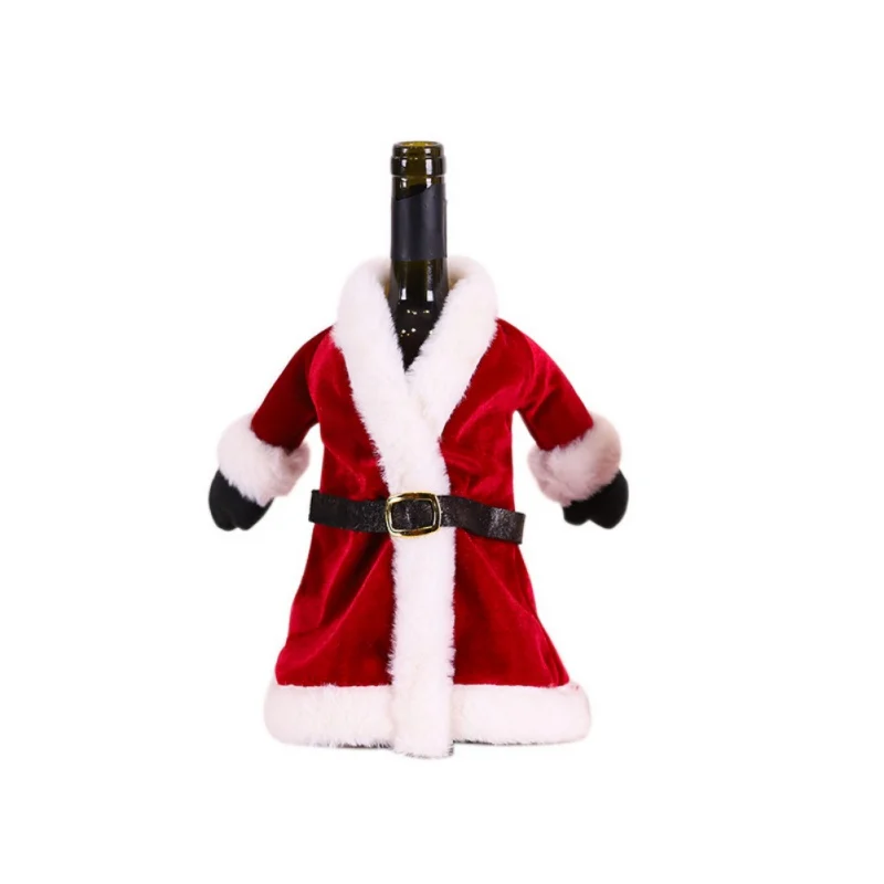 Рождественская винная бутылка покрывает красное платье винного цвета юбка набор Рождественский обеденный стол украшение для винной бутылки креативный пакет для красного вина - Цвет: B