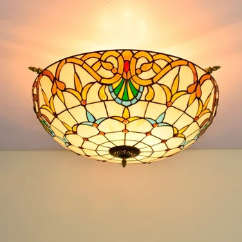 

2020 New Arrival Abajur Luminaire 65cm Balotefani Stained Glass Small Living Room Dining Bar Bedroom Art Semi Ceiling Light