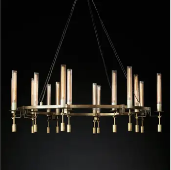 

RH copper simple American chandelier creative designer glass guest restaurant sample room hotel villa chandelier led