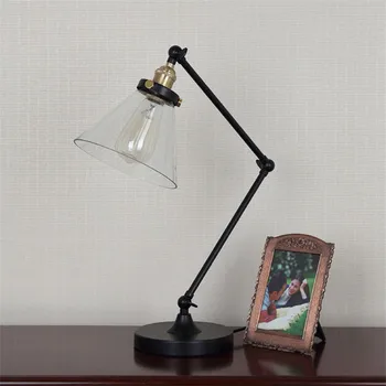 

Loft American Retro Folding Table Lamp Bedroom Bedside Desk Lamp Creative Long Mechanical Arm Work Reading Table Light