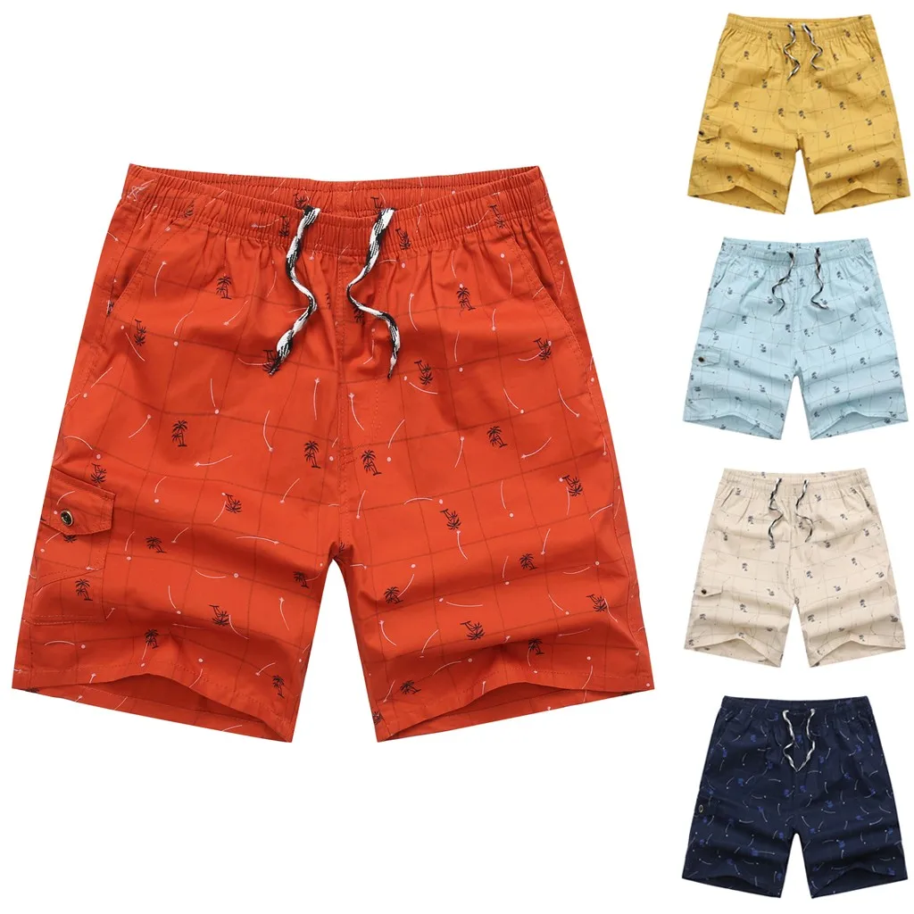Хлопковые повседневные мужские шорты с принтом и эластичной талией, модные пляжные шорты, тонкие дышащие Бермуды, облегающие шорты цвета хаки, хит 10,21