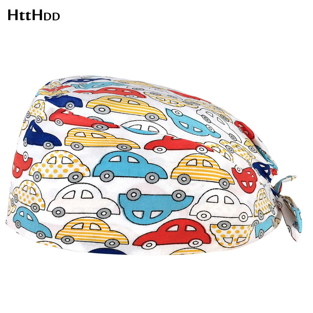 

wholesale Cotton Oral cleaning dustproof working caps Cartoon tooth printing scrubs caps pet club work hat Adjustable Scrub Hats