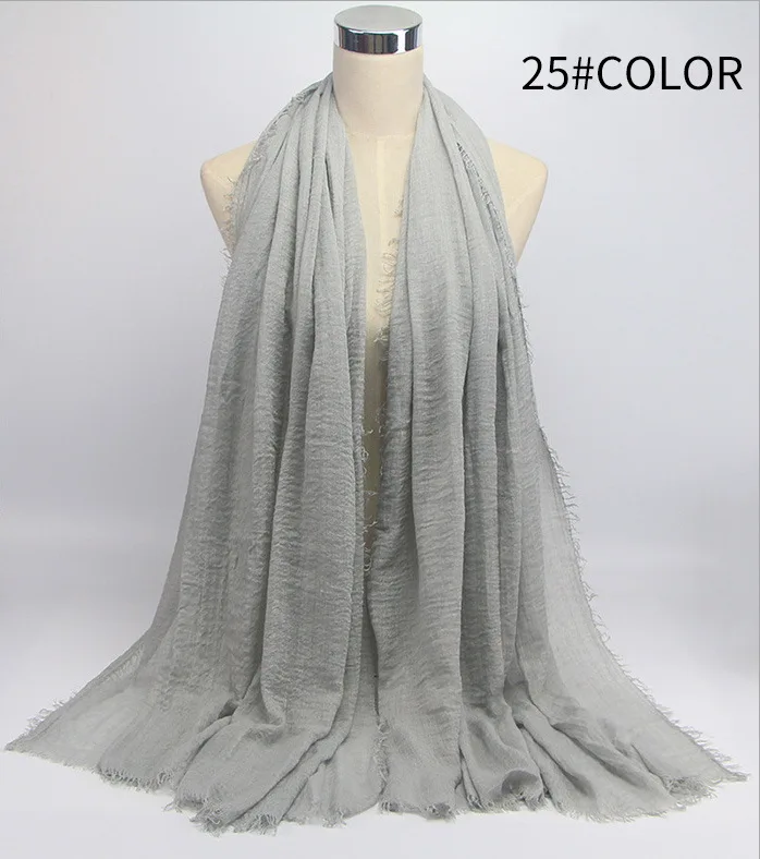 90X180 см мусульманский женский шарф хиджаб, женские шали и палантины, женский платок хиджаб, исламский платок, шарфы с кисточками - Цвет: 25