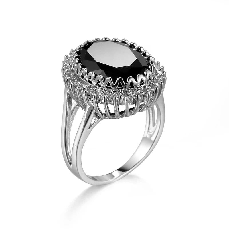 Новое Сексуальное Женское черно-белое AAA CZ Кольцо из стерлингового серебра 925 пробы, полный размер, женское серебряное ювелирное изделие, кольца с штампами
