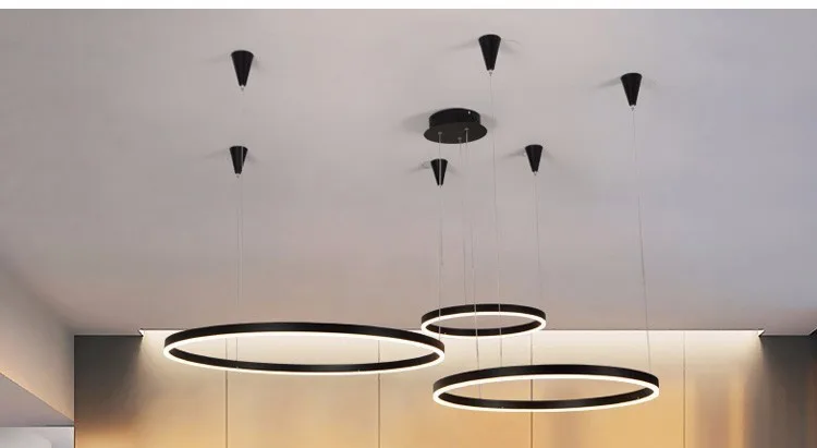 Postmodern LED Circle DIY Chandelier Light Fixtures For Home living room shop restaurant decoration 110v 220v