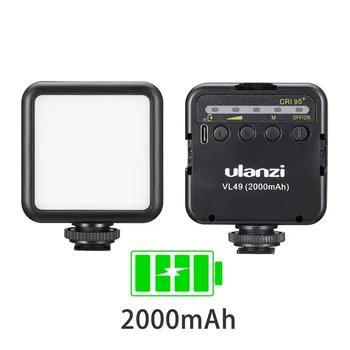 

Ulanzi VL49 6W Mini LED Video Light 2000mAh Built-in Battery 5500K Photographic Lighting Triple Cold Shoe 1/4 Screw for Vlogging