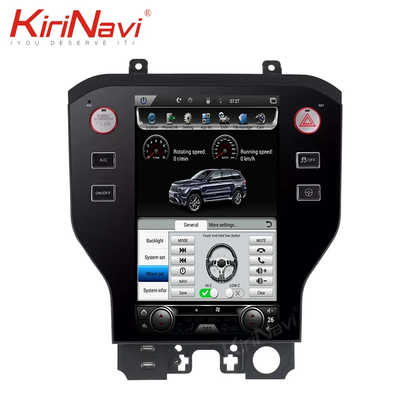 Discount KiriNavi 11.8" Vertical Screen Tesla Style 1 Din Android Car Radio Gps Navigation For Ford Mustang Car Multimedia DVD Player 4G 3