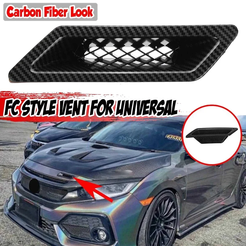 Carbon Fiber Universal Car Front Bumper Hood Vent Air Out Decoration
