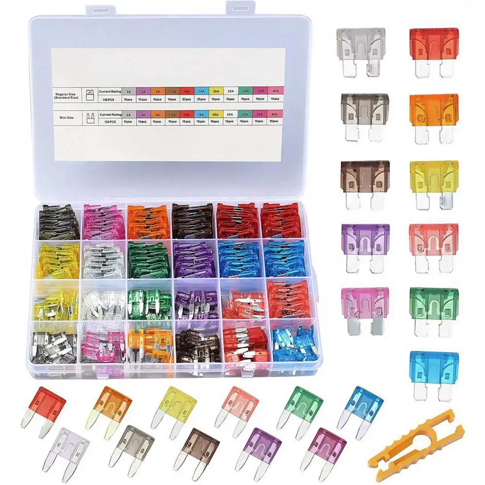 306pcs Car Fuse Set Portable Alloy Standard Flat Mini Small Size Blades Fuses Assortment