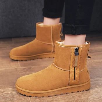 

Winter New Warm Snow Boots Men Casual Korean Fashion Comfortable Round Head Zipper Men Shoes Nice