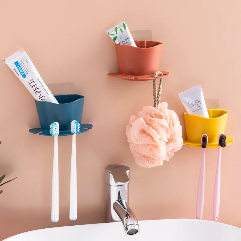 

Bathroom free punching toothbrush holder razor storage rack bathroom wall hanging brushing teeth wash rack shelf Toilet room