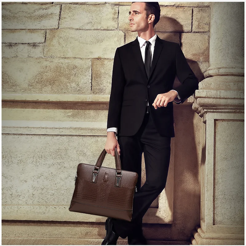 

Men's leather business shoulder bag 2020 new crocodile pattern fashion men's handbag skew across men's business bag men's bag