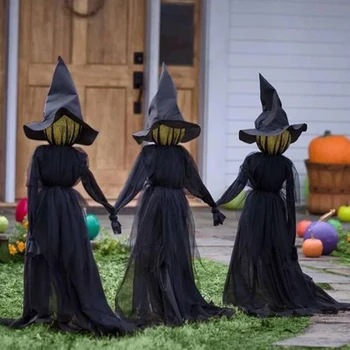 

1.7m Holding Hands Screaming Witches Halloween Decorations Outdoor Sound Activated Sensor Decor Witches Scary Atmosphere