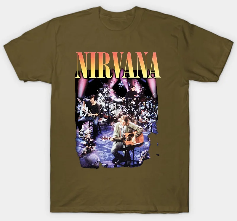 NIRVANA-MTV UNPLUGGED-Официальная футболка-гранж-Новинка S M L XL XXL XXXL - Color: Army green