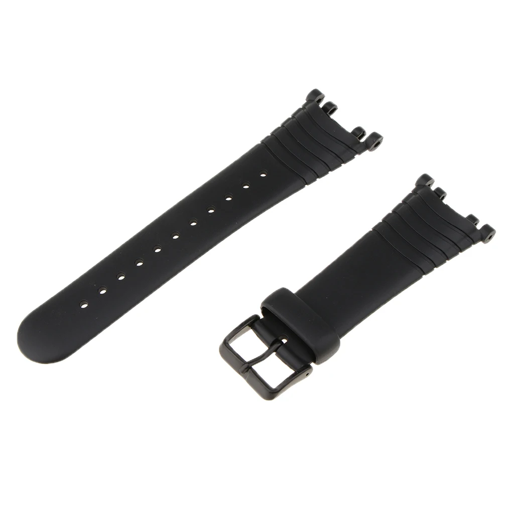 

2 Pieces Premium Rubber Strap for SUUNTO VECTOR Replace Band Steel Pin Buckle All Match Black