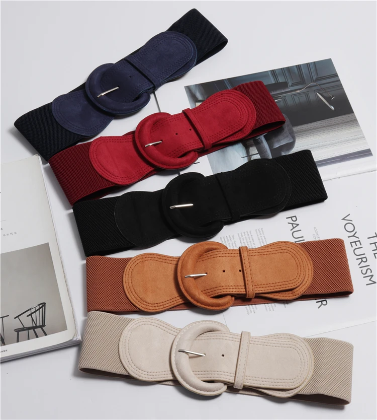 Elastic Wide Belts Metal Buckle Belts for Woman Cummerbund Luxury Designer Brand Apparel Accessories Waistband for Dresses