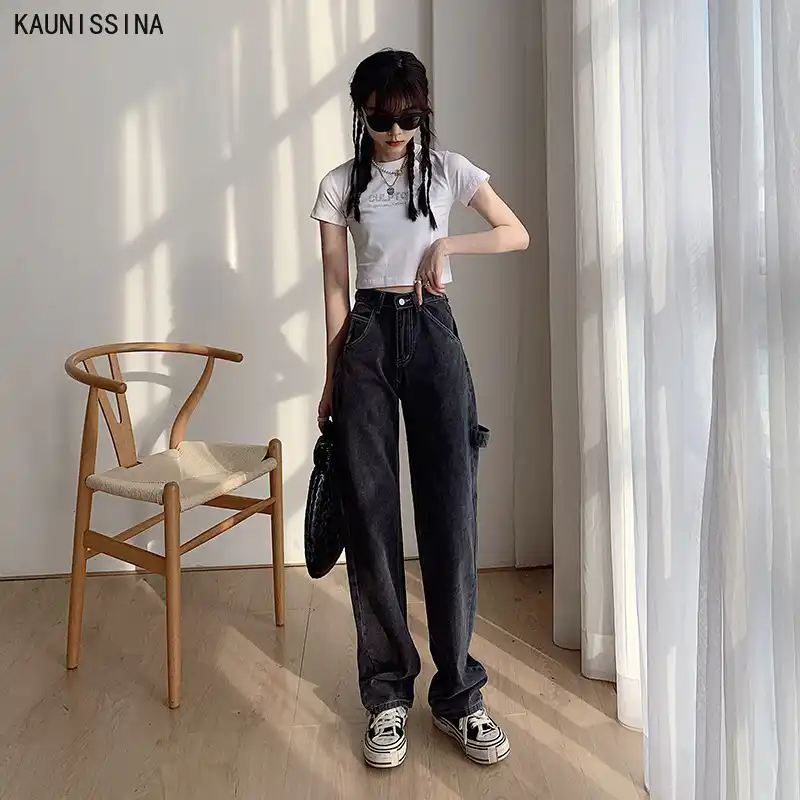 女性のワイド脚ジーンズルースハイウエストでエレガントなカジュアルインファッションズボンストレート全身パンツデニムボーイフレンドジーンズ ジーンズ Aliexpress 女性のワイド脚ジーンズルースハイウエストでエレガントなカジュアルインファッションズボンストレート全身パンツデニムボーイフレンドジーンズ ジーンズ Aliexpress