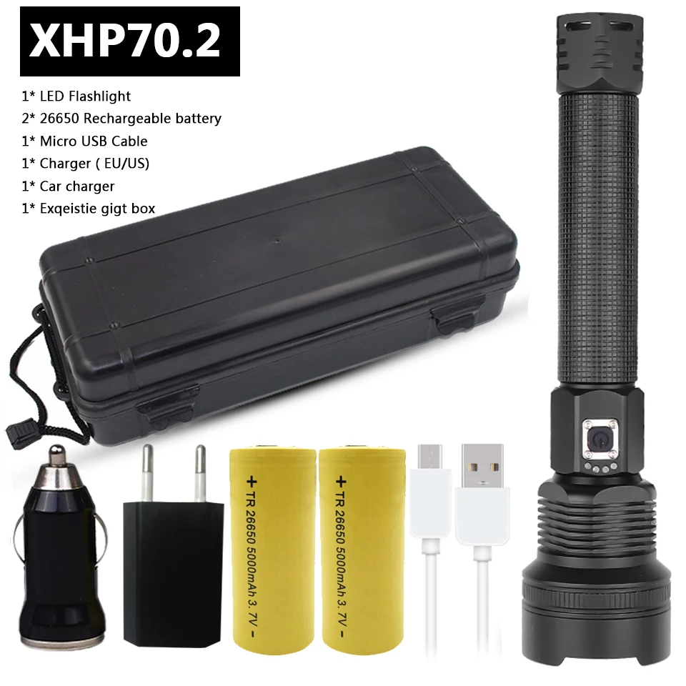 Package G Xhp70.2 самый мощный светодиодный фонарик usb фонарь с зумом 18650 или 26650 фонарь с аккумулятором Z90+ 1907 - Испускаемый цвет: Package G