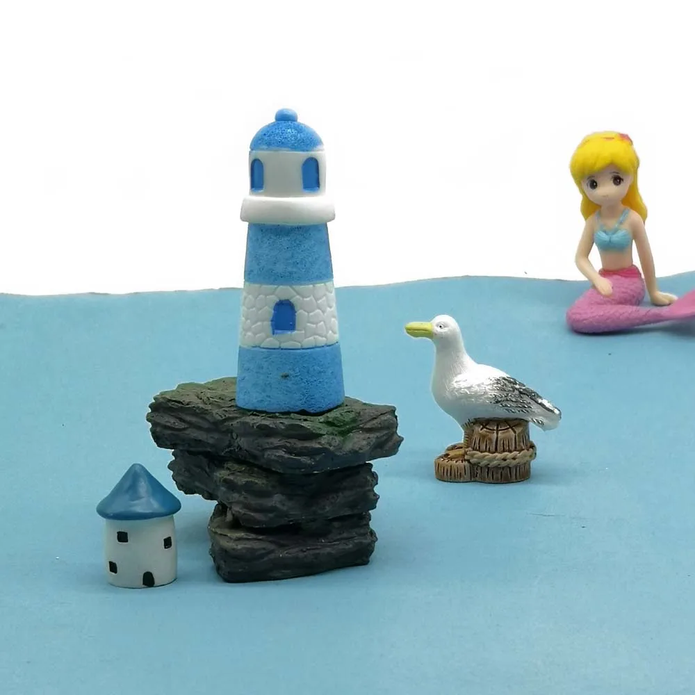 Lighthouse Seagull Miniature Fairy Garden Ornament DIY Glass Decor Small Stuff Figurine Statue Model Resin Craft Home Decoration ornament crafts miniature figurines resin ornaments miniature ornament