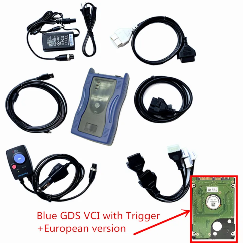 Европейская версия! GDS VCI диагностический OBD2 интерфейс сканирующий инструмент для Hyu-ndaI K-ia(триггер модуль Функция записи полета - Цвет: Blue  European