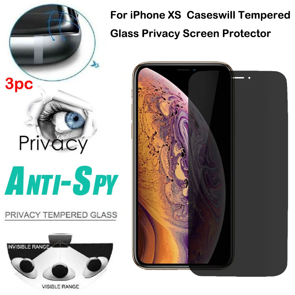 For iPhone xs max 3 шт Закаленное стекло протектор для iPhone полное покрытие экрана конфиденциальности закаленное стекло экрана пленки для iPhone X/XS/XR/XS Max - Цвет: For iPhone xs max