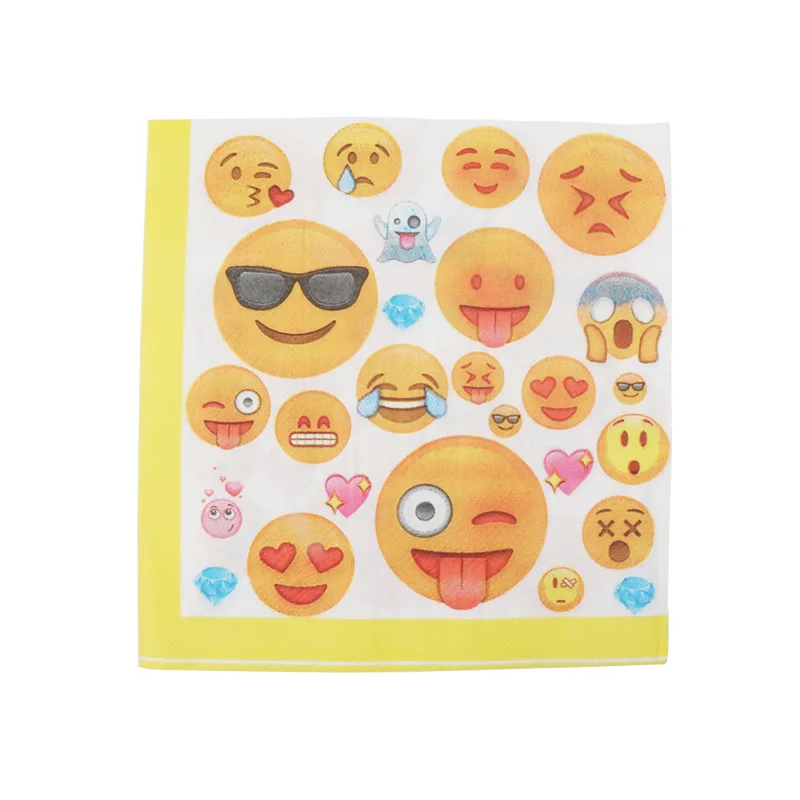 

1 Pack/lot Printed Feature Cartoon Emoji Paper Napkins For Event & Party Decoration Tissue Decoupage Servilleta 33cm*33cm
