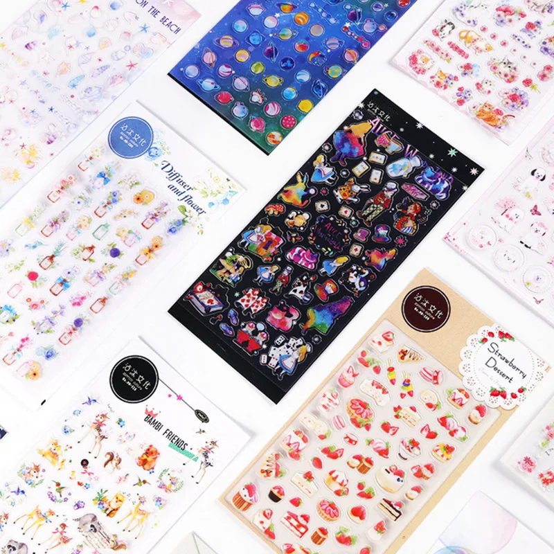 

Creative food star cat flamingo Planet Alice Decorative Stationery Stickers Scrapbooking DIY Diary Album japanese Stick Lable