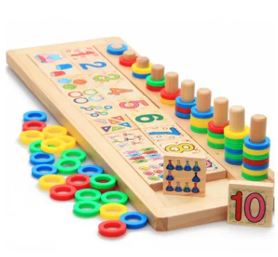 

Children's wooden Montessori logarithmic board textbook number shape recognition cognitive early education educational toy
